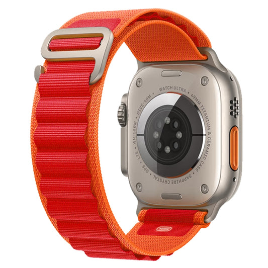 For Apple Watch Ultra 49mm Nylon Watch Band (Orange + Red) by bashfashion
