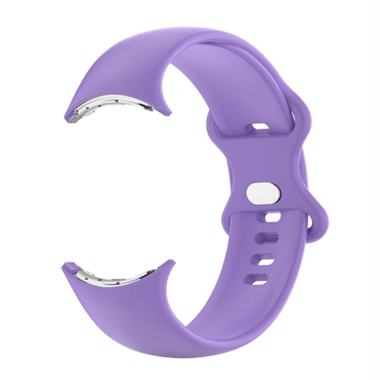 For Google Pixel Watch Single Color Silicone Watch Band Man(Light Purple) by bashfashion