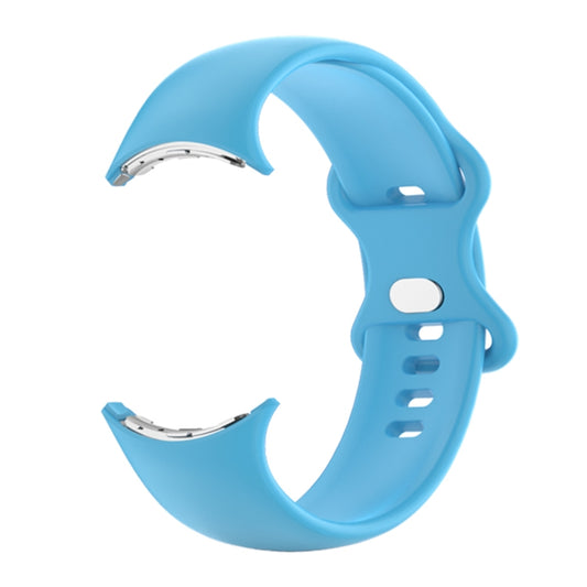For Google Pixel Watch Single Color Silicone Watch Band Man(Sky Blue) by bashfashion