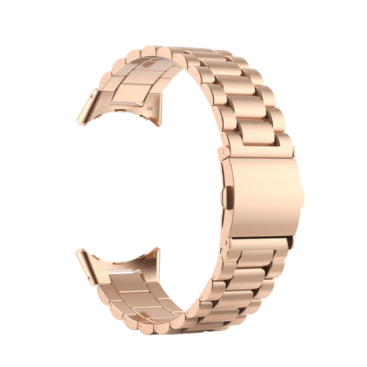 For Google Pixel Watch Three Strains Stainless Steel Metal Watch Band(Rose Gold) by bashfashion