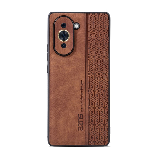 For Huawei nova 10 AZNS 3D Embossed Skin Feel Phone Case(Brown) by AZNS