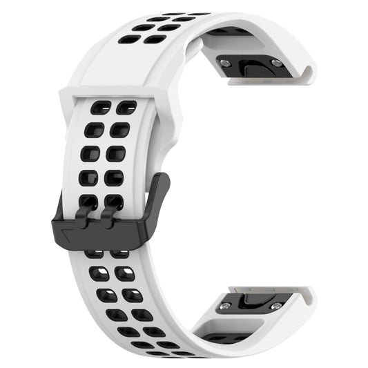 For Garmin Enduro2 / Tactix7 26mm Reverse Buckle Two-color Silicone Watch Band(White Black) by bashfashion