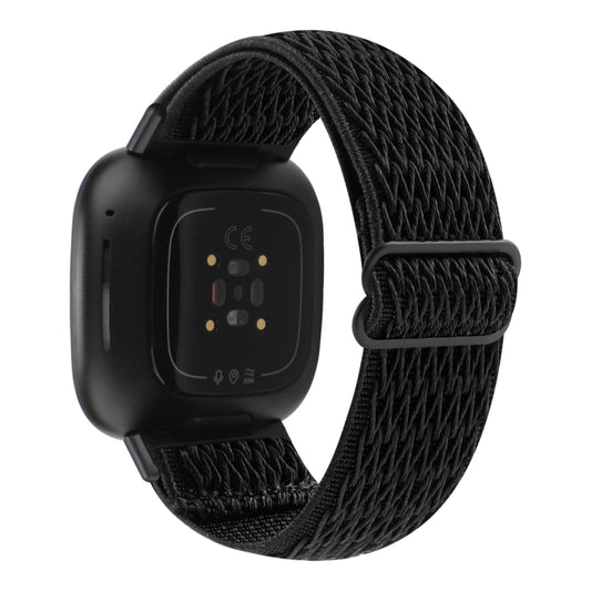 For Fitbit Versa 4 / Sense 2 Universal Wave Nylon Watch Band(Black) by bashfashion