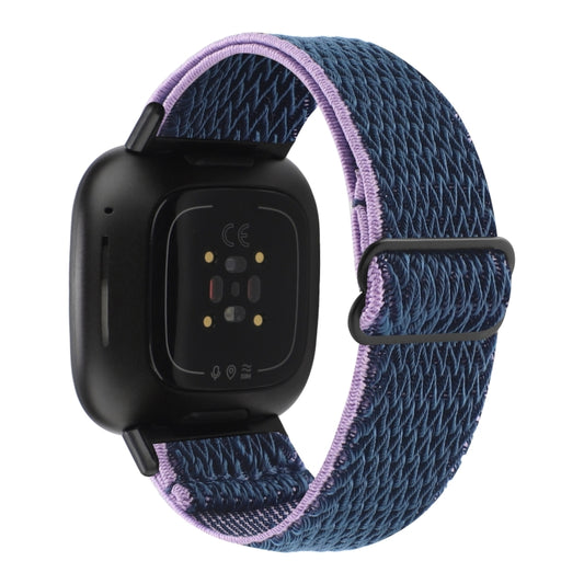 For Fitbit Versa 4 / Sense 2 Universal Wave Nylon Watch Band(Midnight Blue) by bashfashion