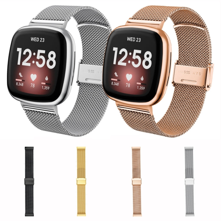 For Fitbit Versa 4 / Sense 2 Universal Metal Stainless Steel Buckle Watch Band(Black) by bashfashion