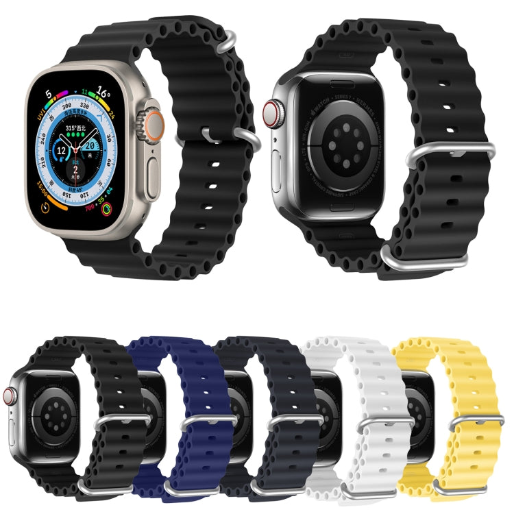 DUX DUCIS Sea Wave Silicone Watch Band For Apple Watch Series 8&7 45mm / SE 2&6&SE&5&4 44mm / 3&2&1 42mm(Yellow) by DUX DUCIS
