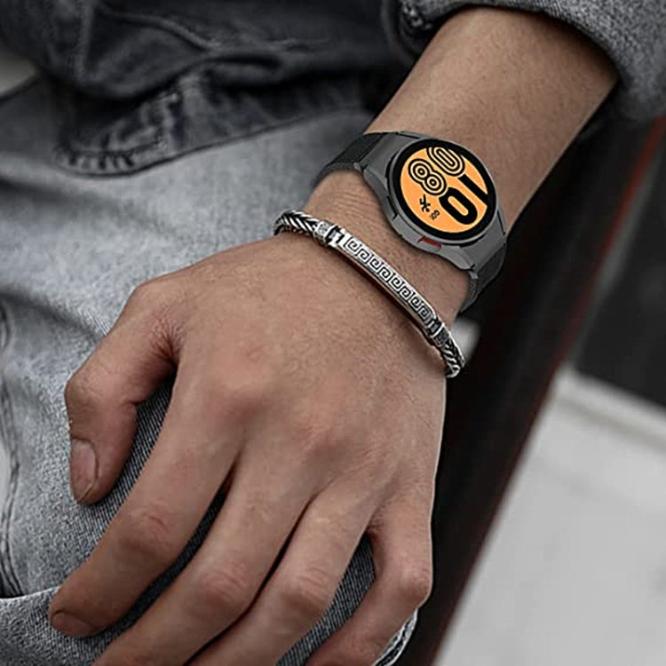 For Samsung Galaxy Watch4 / Watch4 Classic / Watch5 / Watch5 Pro Nylon Three-ring Watch Band(Black) by bashfashion