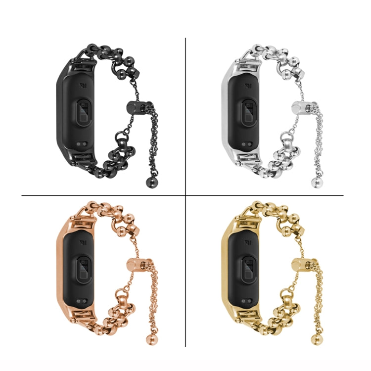 For Xiaomi Mi Band 5 / 6 Bead Steel Chain Metal Watch Band(Black) by bashfashion