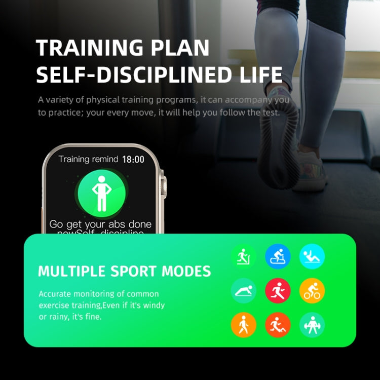 HW8 Ultra 2.02 inch TFT Screen Smart Watch, IP67 Waterproof Support Heart Rate & Blood Oxygen Monitoring / Multiple Sports Modes(Grey) by bashfashion