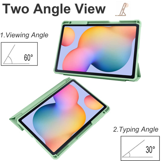 For Samsung Galaxy Tab S6 Lite Acrylic 3-folding Smart Leather Tablet Case(Green) by bashfashion