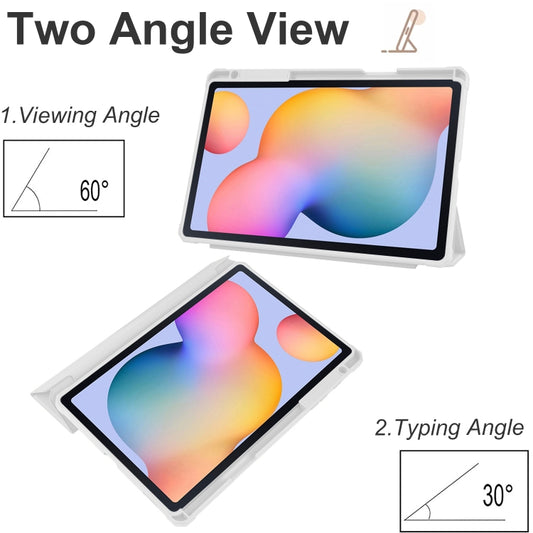 For Samsung Galaxy Tab S6 Lite Acrylic 3-folding Smart Leather Tablet Case (White) by bashfashion