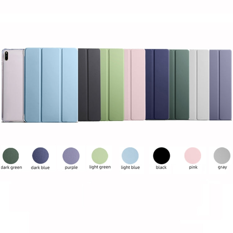 For Huawei MatePad 11 2021 3-folding Transparent TPU Smart Leather Tablet Case(Ice Pink) by bashfashion