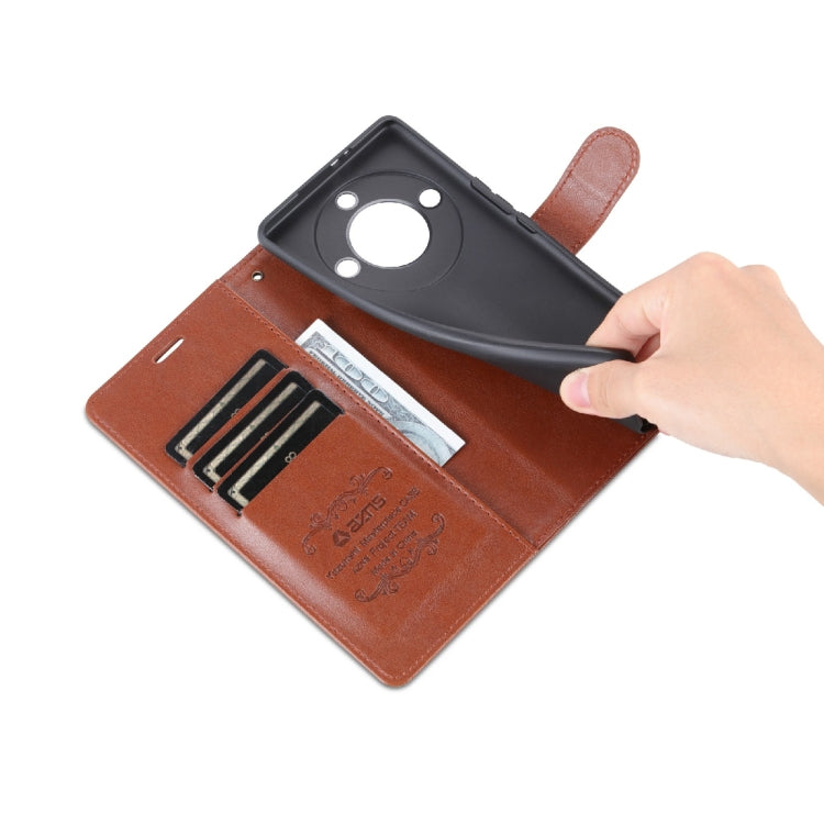 For Honor X40 AZNS Sheepskin Texture Flip Leather Phone Case(Brown) by AZNS