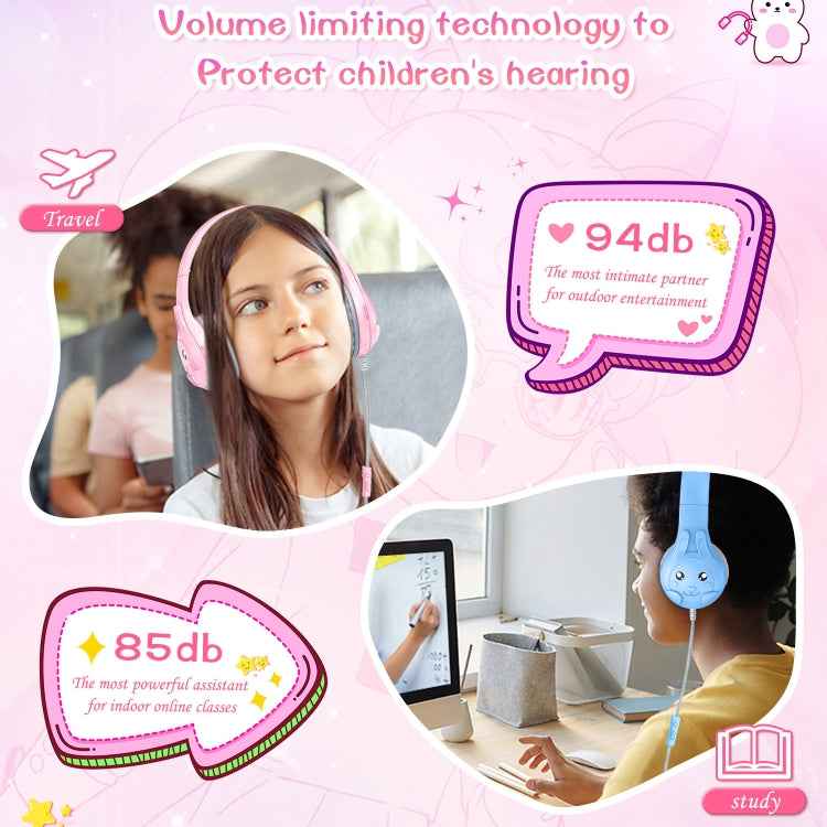 SoulBytes S31 Kids Wired Over-Ear Earphone with Microphone, Length: 1.5m(Pink) by Soulbytes