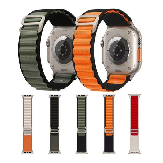 Breathable Two-color Nylon Watch Band For Apple Watch Series 8&7 41mm / SE 2&6&SE&5&4 40mm / 3&2&1 38mm(Orange) by bashfashion