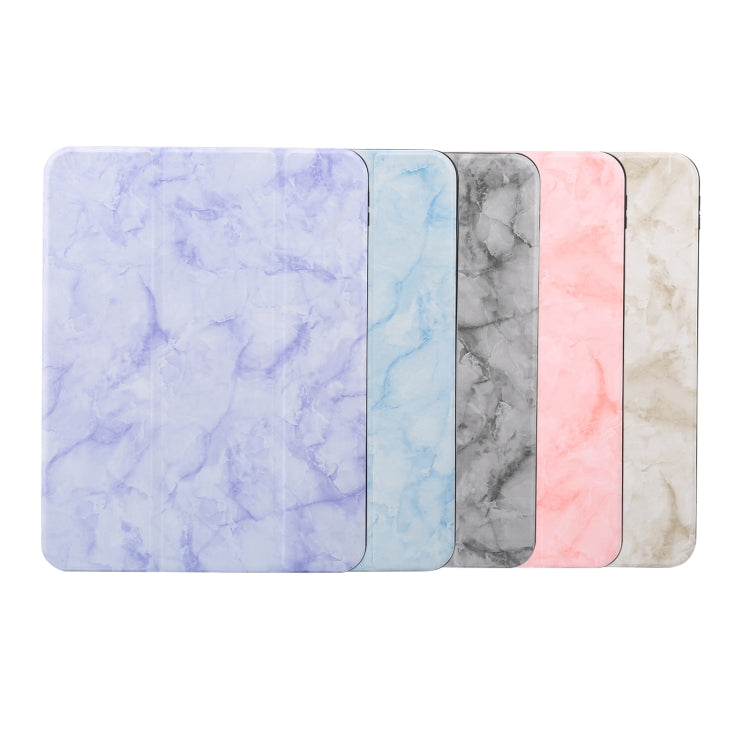 For iPad 2025 / 2022 Three-fold Marble Texture Protective Tablet Case with Pen Slot(Smoky Gray) by bashfashion