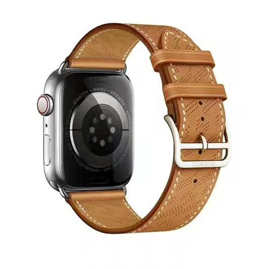 Microporous Leather Strap For Apple Watch Series 8&7 41mm / SE 2&6&SE&5&4 40mm / 3&2&1 38mm (Brown) by bashfashion