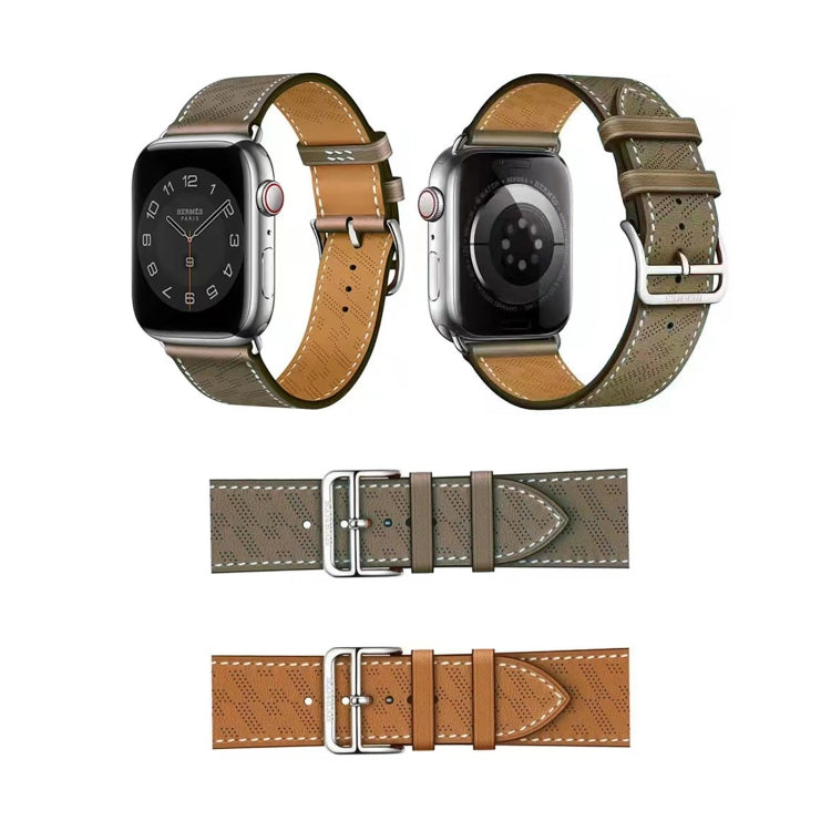 Microporous Leather Strap For Apple Watch Series 8&7 41mm / SE 2&6&SE&5&4 40mm / 3&2&1 38mm(Coffee) by bashfashion
