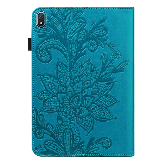 For Nokia T20 10.4 2021 Lace Flower Embossing Pattern Leather Tablet Case(Blue) by bashfashion