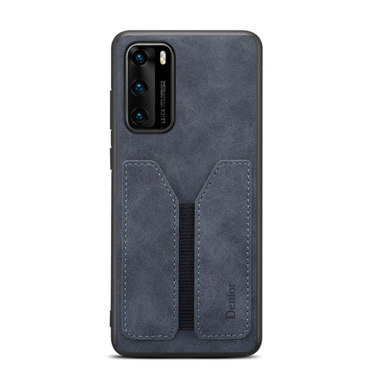 For Huawei P40 Pro Denior DV Elastic Card PU Back Cover Phone Case(Grey) by Denior