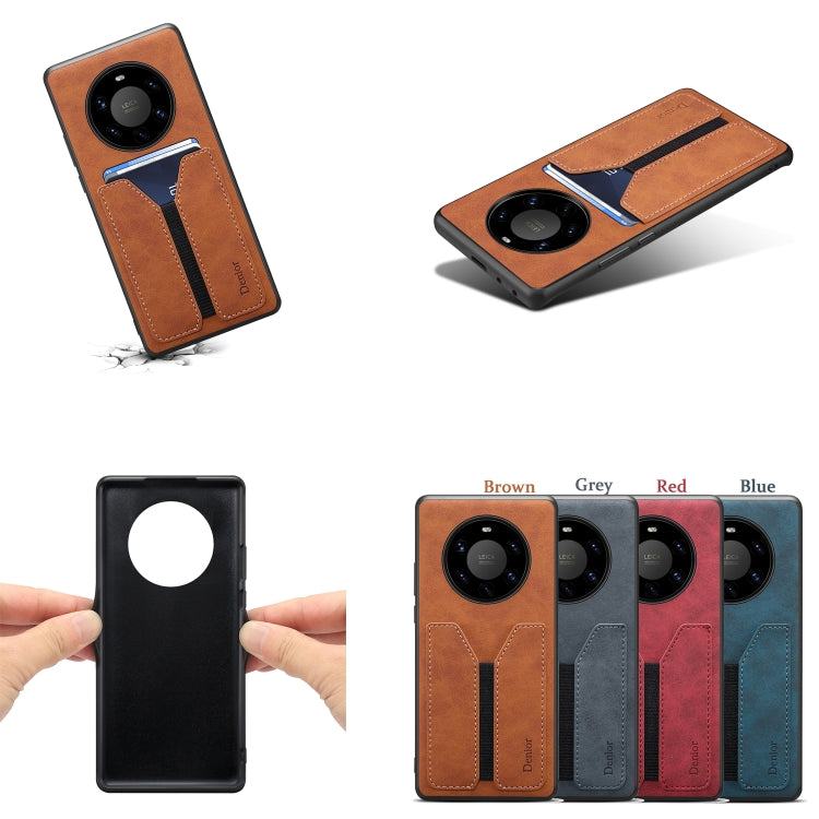 For Huawei Mate 40 Pro+ Denior DV Elastic Card PU Back Cover Phone Case(Grey) by Denior