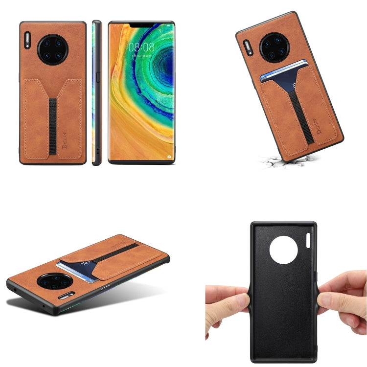 For Huawei Mate 30 Pro Denior DV Elastic Card PU Back Cover Phone Case(Grey) by Denior