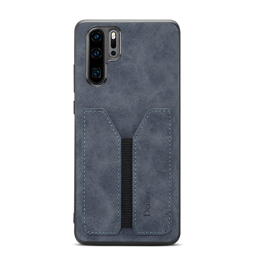 For Huawei P30 Pro Denior DV Elastic Card PU Back Cover Phone Case(Grey) by Denior