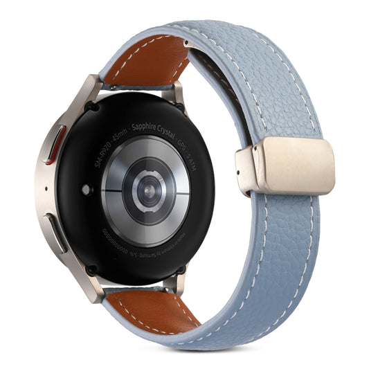 For Samsung Galaxy Watch 5 Folding Buckle Genuine Leather Watch Band(Sky Cloud Blue) by bashfashion