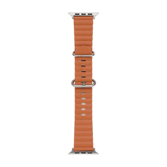 Ocean Style Leather Watch Strap For Apple Watch Ultra 49mm / Series 8&7 45mm / SE 2&6&SE&5&4 44mm / 3&2&1 42mm(Golden Brown) by bashfashion