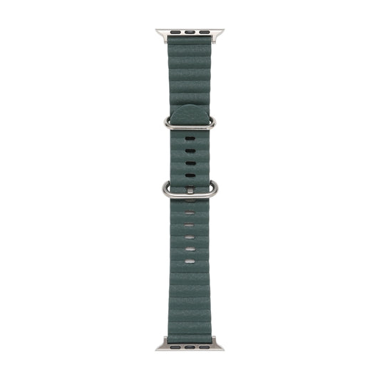 Ocean Style Leather Watch Strap For Apple Watch Series 8&7 41mm / SE 2&6&SE&5&4 40mm / 3&2&1 38mm(Pine Forest Green) by bashfashion