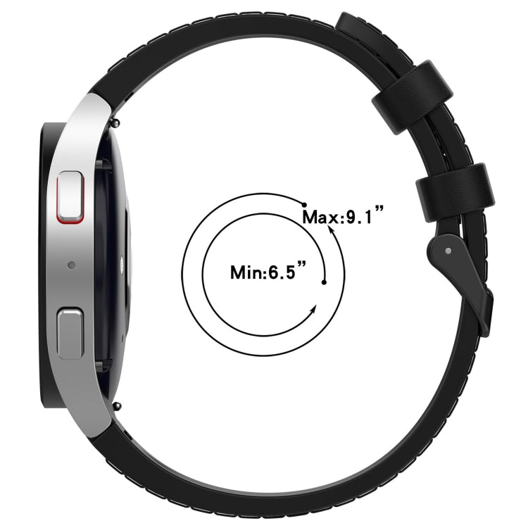 For Samsung Galaxy Watch5 44mm / 40mm Silicone Leather Black Buckle Watch Band, Size:L(Black) by bashfashion