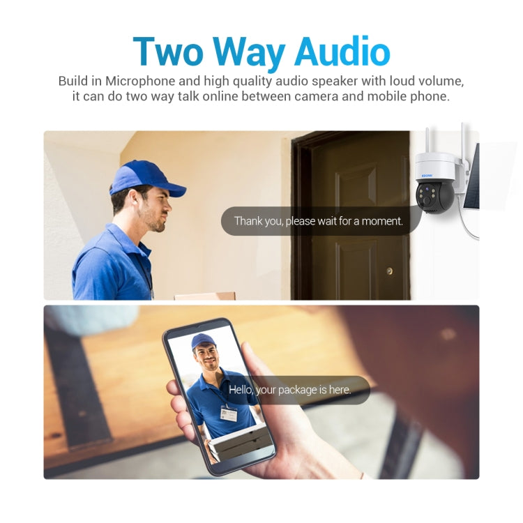 ESCAM QF170 2MP WiFi Full Color Night Vision Two-way Audio Solar Camera(Black) by ESCAM