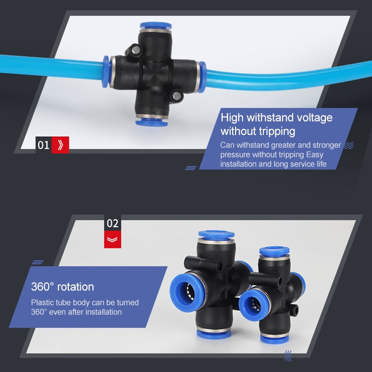 PZA-12 LAIZE 10pcs Plastic PZA Four-way Pneumatic Quick Fitting Connector by LAIZE