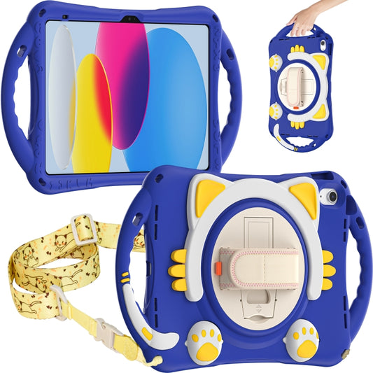 For iPad 2025 / 2022 Cute Cat King Kids Shockproof Silicone Tablet Case(Dark Blue) by bashfashion