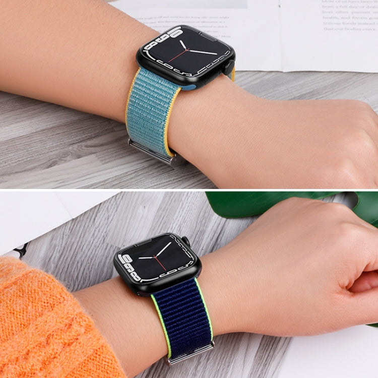 Metal Buckle Nylon Strap For Apple Watch Series 8&7 41mm / SE 2&6&SE&5&4 40mm / 3&2&1 38mm(Olive Green) by bashfashion