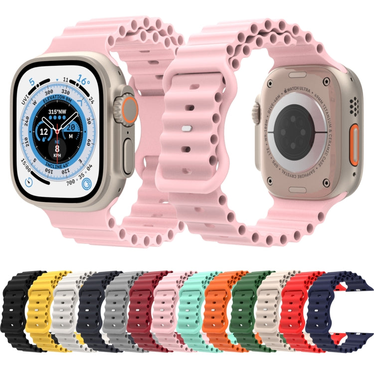 Ocean Style Silicone Watch Band For Apple Watch Ultra 49mm&Watch Ultra 2 49mm / Series 9&8&7 45mm / SE 3&SE 2&6&SE&5&4 44mm / 3&2&1 42mm(Black) by bashfashion