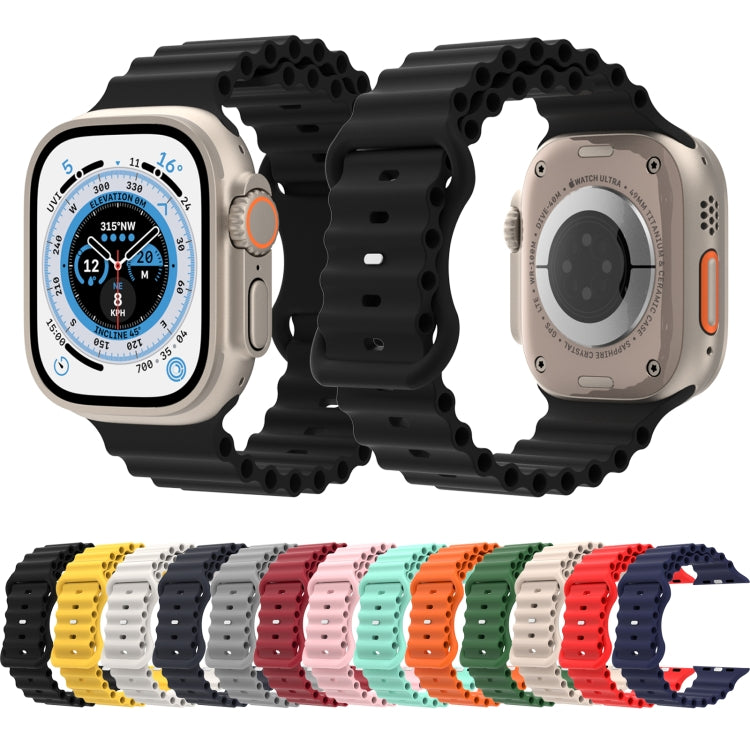 Ocean Style Silicone Watch Band For Apple Watch Series 9&8&7 41mm / SE 3&SE 2&6&SE&5&4 40mm / 3&2&1 38mm(Midnight) by bashfashion