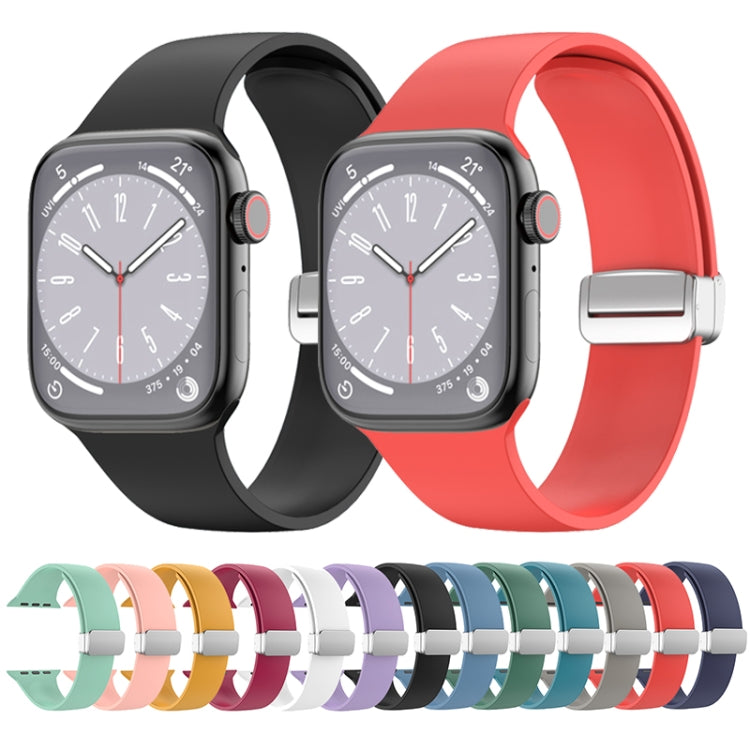 Folding Buckle Silicone Watch Band For Apple Watch Series 8&7 45mm / SE 2&6&SE&5&4 44mm / 3&2&1 42mm(White) by bashfashion
