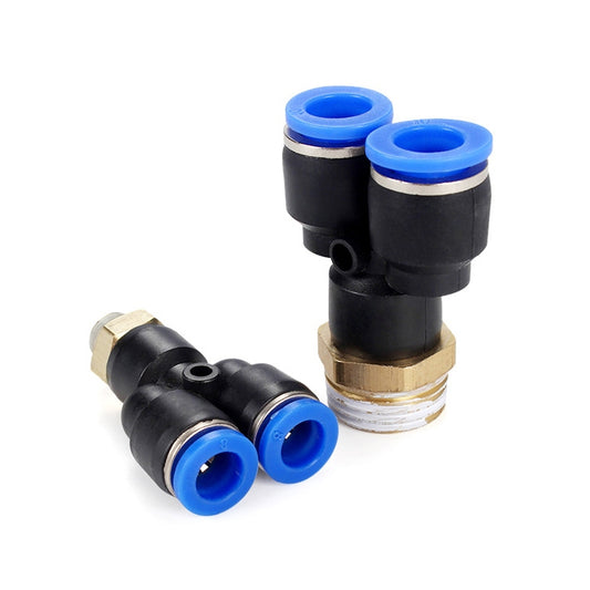 PX8-03 LAIZE 2pcs Plastic Y-type Tee Male Thread Pneumatic Quick Connector by LAIZE