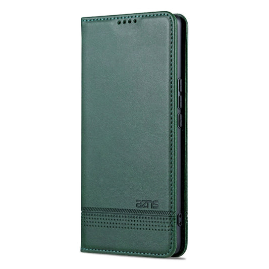 For Honor X40 AZNS Magnetic Calf Texture Leather Phone Case(Dark Green) by AZNS