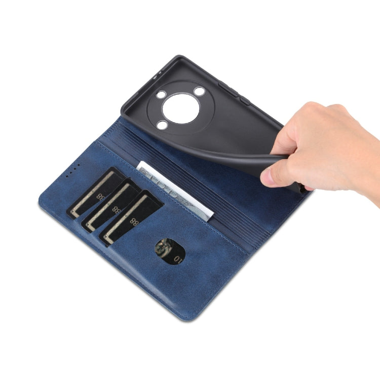 For Honor X40 AZNS Magnetic Calf Texture Leather Phone Case(Dark Blue) by AZNS