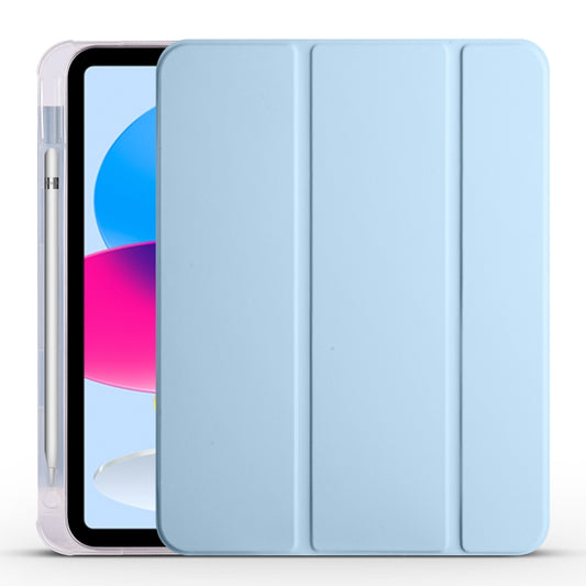 For iPad 2025 / 2022 Four-corner Airbag Shockproof Three-fold Tablet Leather Case (Ice Blue) by bashfashion