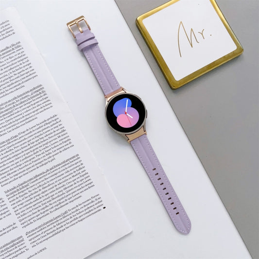 For Samsung Galaxy Watch5 40mm / 44mm Grooved Genuine Leather Watch Band(Purple) by bashfashion
