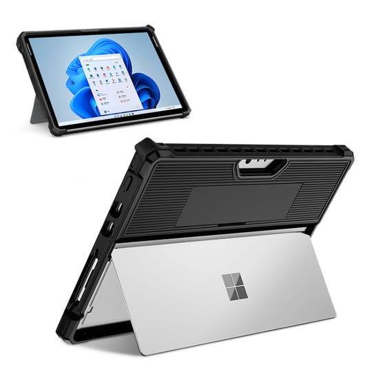 For Microsoft Surface Pro 9 Striped Hollow Tablet Case(Black) by bashfashion