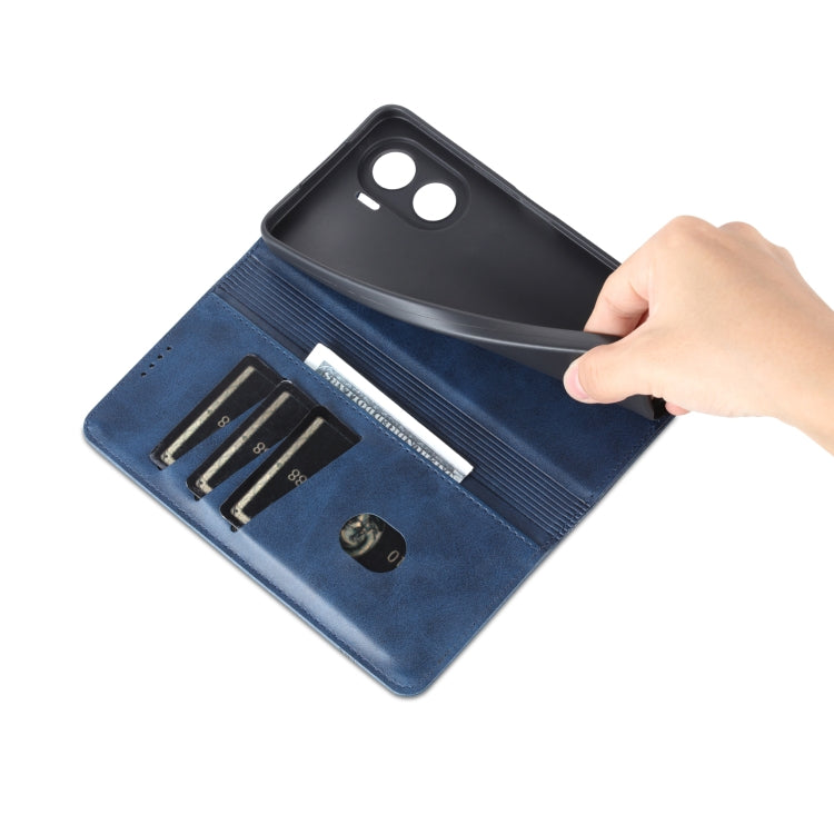 For Honor Play 40 Plus AZNS Magnetic Calf Texture Flip Leather Phone Case(Dark Blue) by AZNS