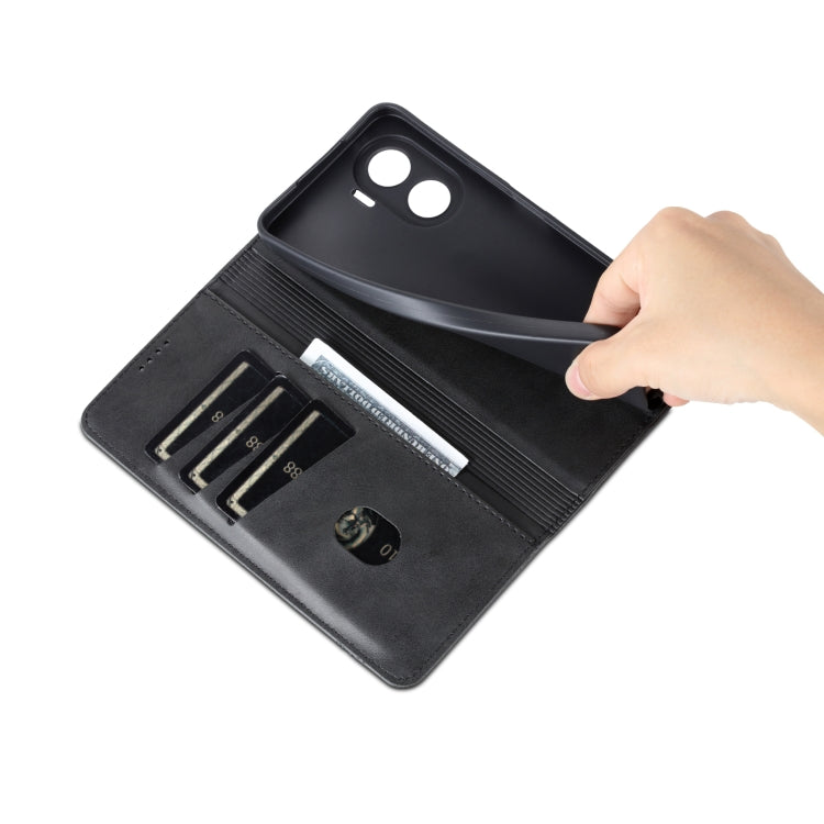 For Honor Play 40 Plus AZNS Magnetic Calf Texture Flip Leather Phone Case(Black) by AZNS