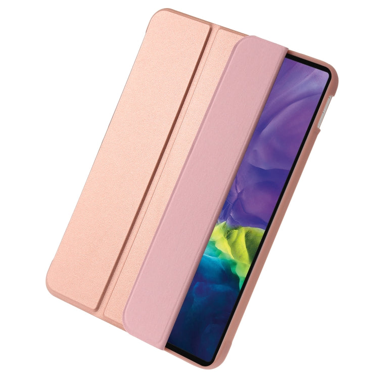 For iPad 2025 / 2022 Three-folding Holder Honeycomb Silicone + PU Smart Leather Tablet Case(Rose Gold) by bashfashion