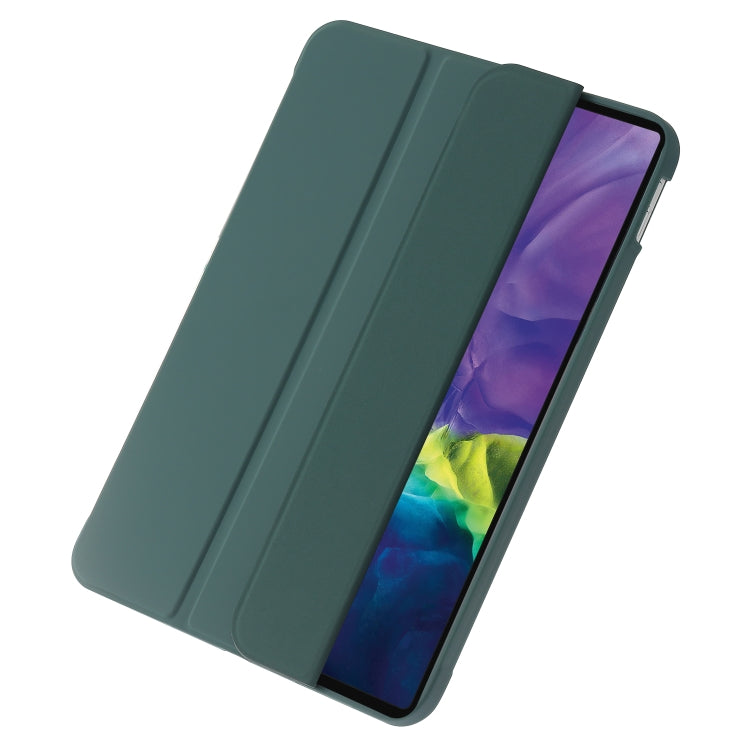 For iPad 2025 / 2022 Three-folding Holder Honeycomb Silicone + PU Smart Leather Tablet Case(Dark Green) by bashfashion
