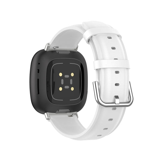 For Fitbit Versa 3 / Sense Genuine Leather Watch Band(White) by bashfashion