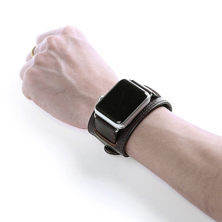 For Apple Watch 5 & 4 44mm / 3 & 2 & 1 42mm Crazy Horse Texture Bracelet Watch Band(Dark Brown) by bashfashion